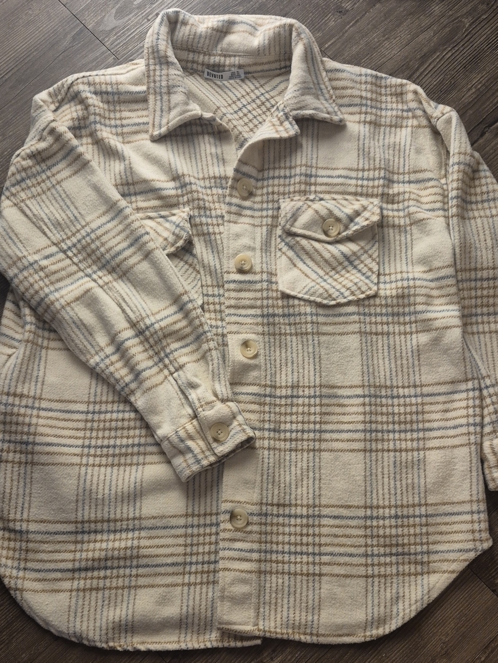 Devoted Cream Plaid Button-Up Shacket